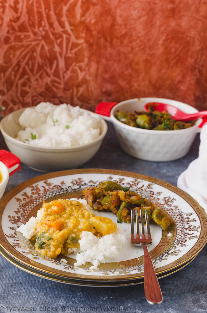 Lunch plate with dal and zunka