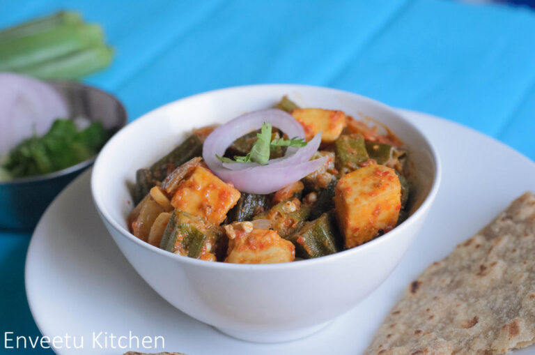 Bhindi Paneer Curry/ Dry Subzi, Okra n Paneer Dry Curry
