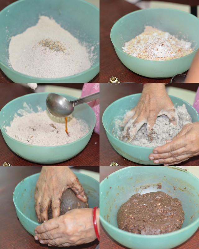 Making sweet ragi adai 