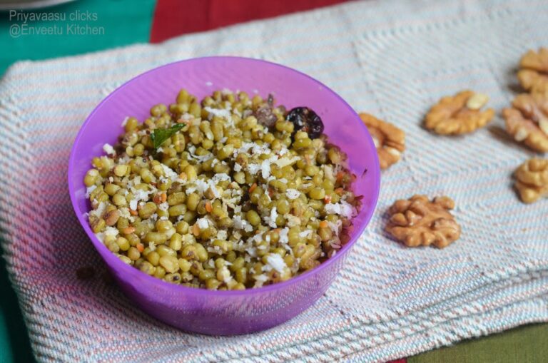 Sprouted green gram sundal/Stir-fry