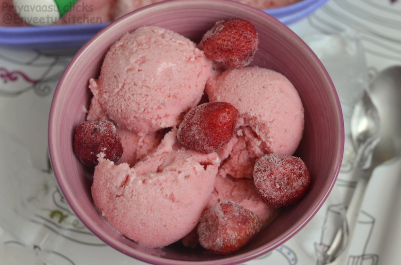 close up view of frozen dessert with strawberries