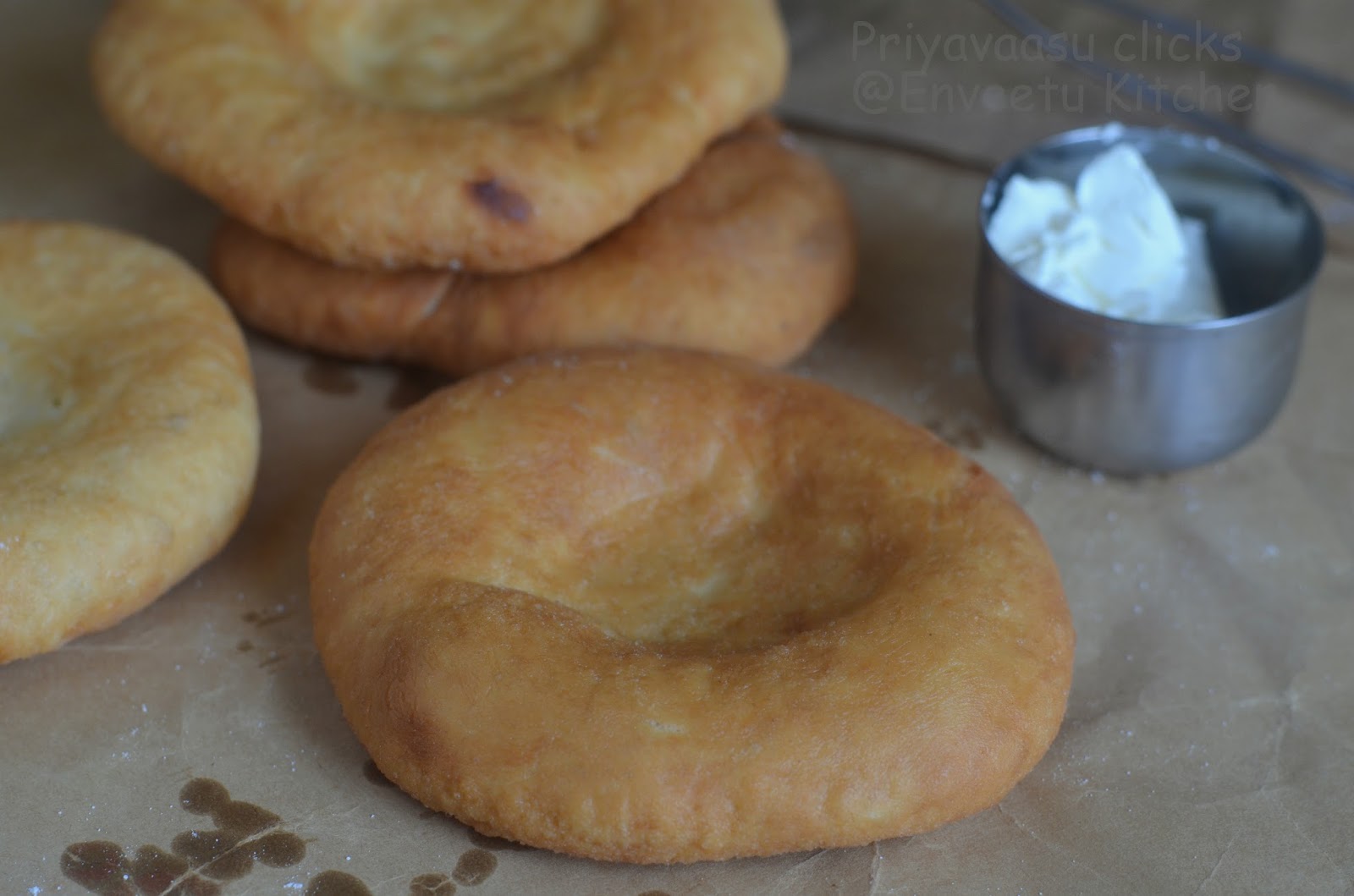 Plain langos a popular Hungarian street food. 