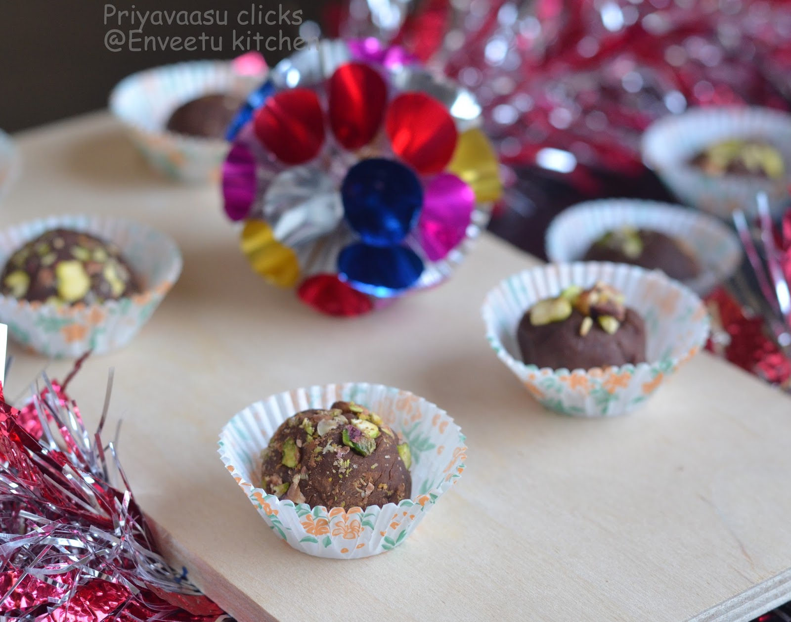 Pistachio brigaderio a festive treat with chocolate