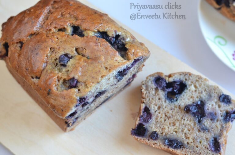 Eggless Blueberry banana bread