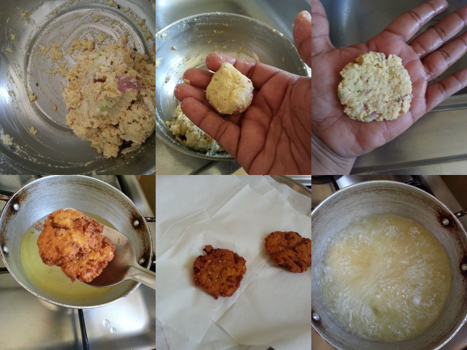 Step by tep instructions to make crispy paruppu vadai with cabbage