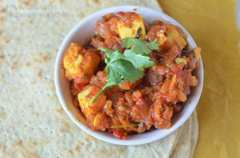 Paneer Subzi/Simple Paneer curry, Side-dish for Roti