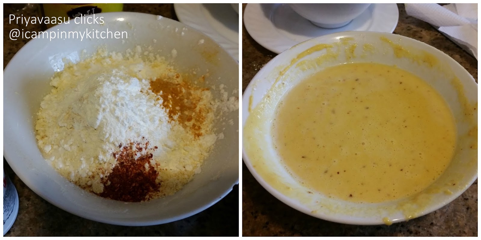 Lets make the chickpea batter for urulai bonda