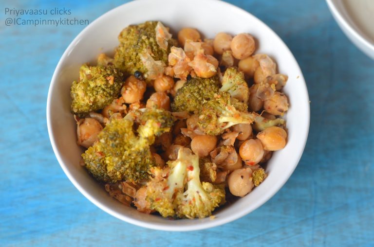Homemade Whole Wheat Tacos with Roasted broccoli & Chickpeas with Lemon cream dressing