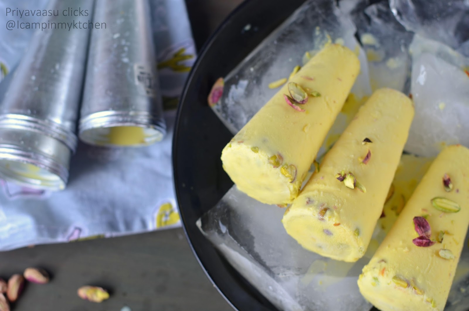 Kesar Pista Kulfi/Saffron Pistachio Frozen milk dessert I camp in my