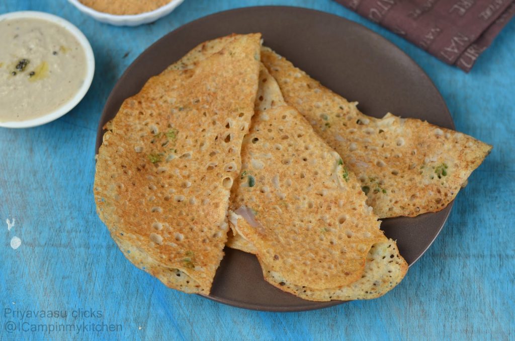 Crispy oats dosa with coconut chutney