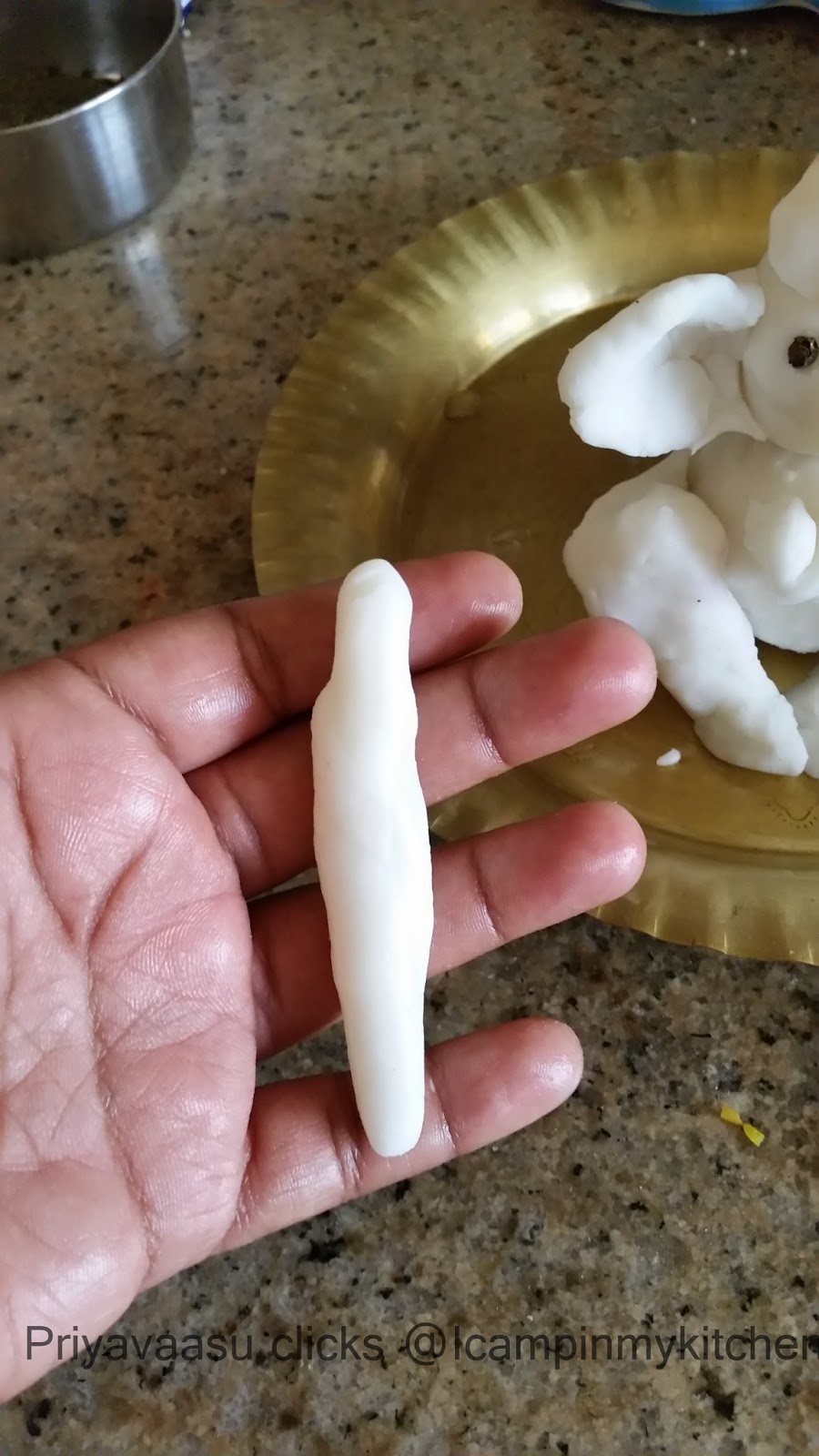 I camp in my kitchen Ecofriendly Ganesha Idol using Rice Flour