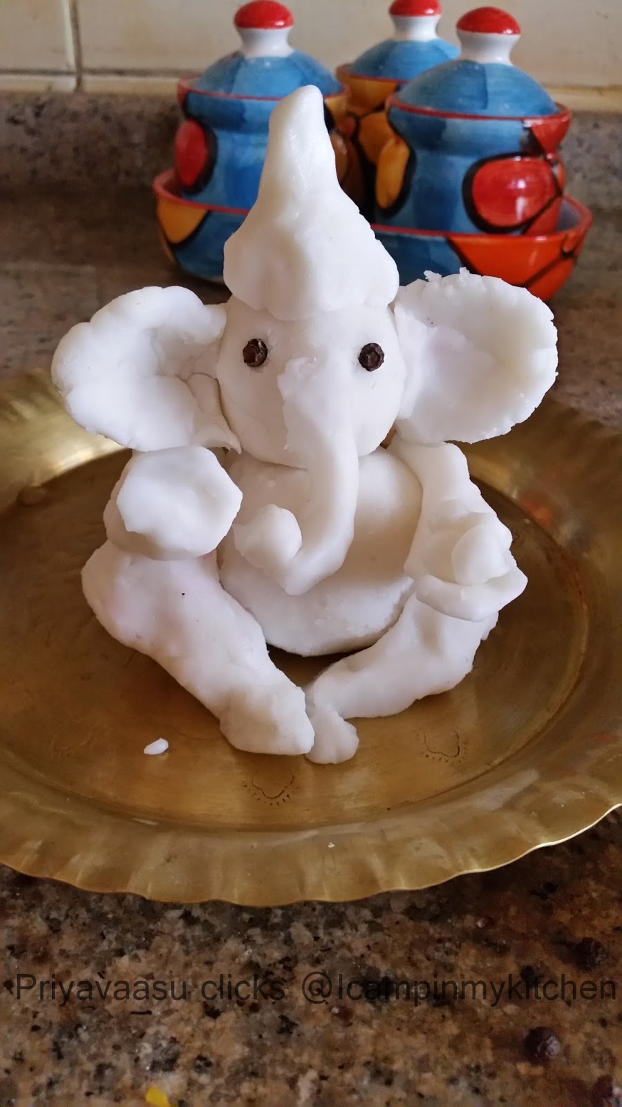 I camp in my kitchen Ecofriendly Ganesha Idol using Rice Flour