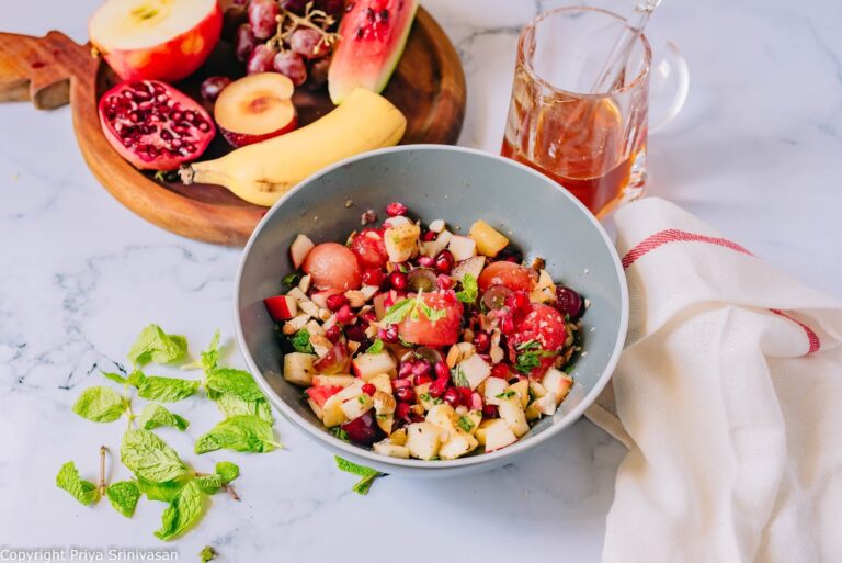 Fruit Salad with Honey, Lemon & Mint Dressing