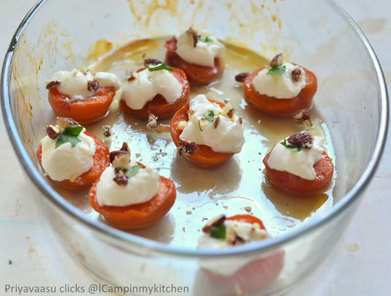 Honey Roasted Apricots- served with yogurt and crushed almonds