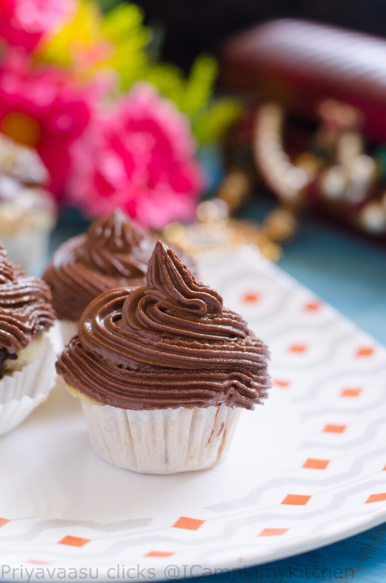 Eggless Banana & chocolate chips muffins with chocolate ganache - A Birthday Celebrations, Microwave & Convection Method