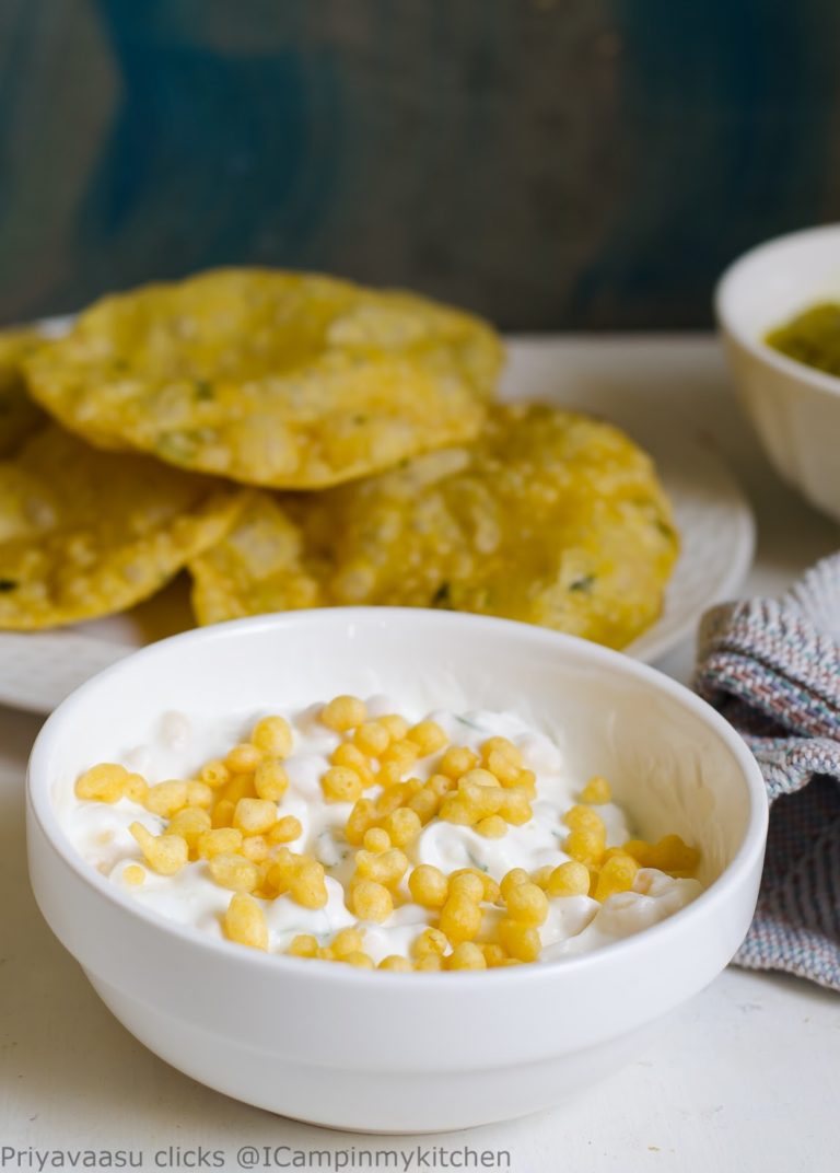 Boondi Raita/Fried gram balls in Spiced yogurt