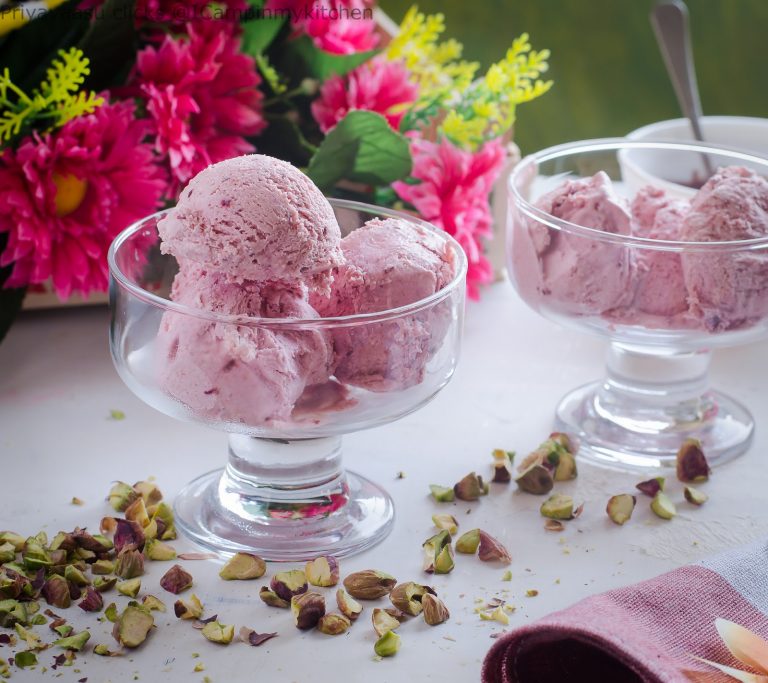 Roasted Plum Ice-cream - No Churn, Eggless