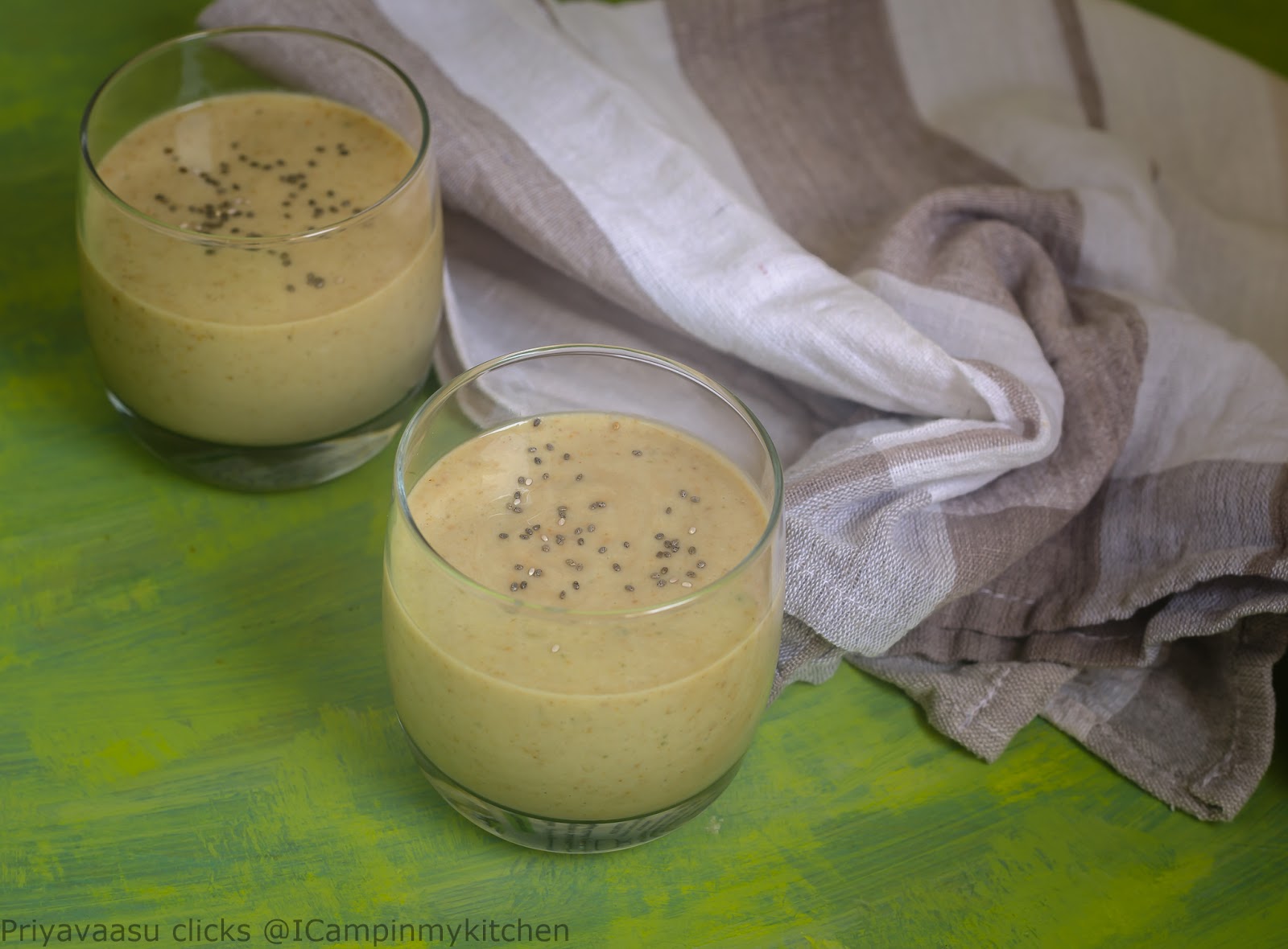 Milk smoothie with banana and fresh fig