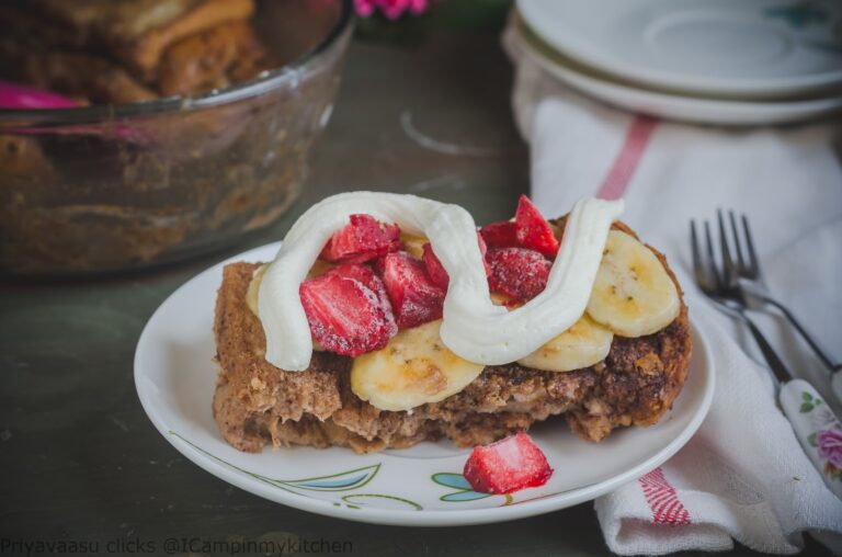 Baked Peanut Butter & Nutella French Toast