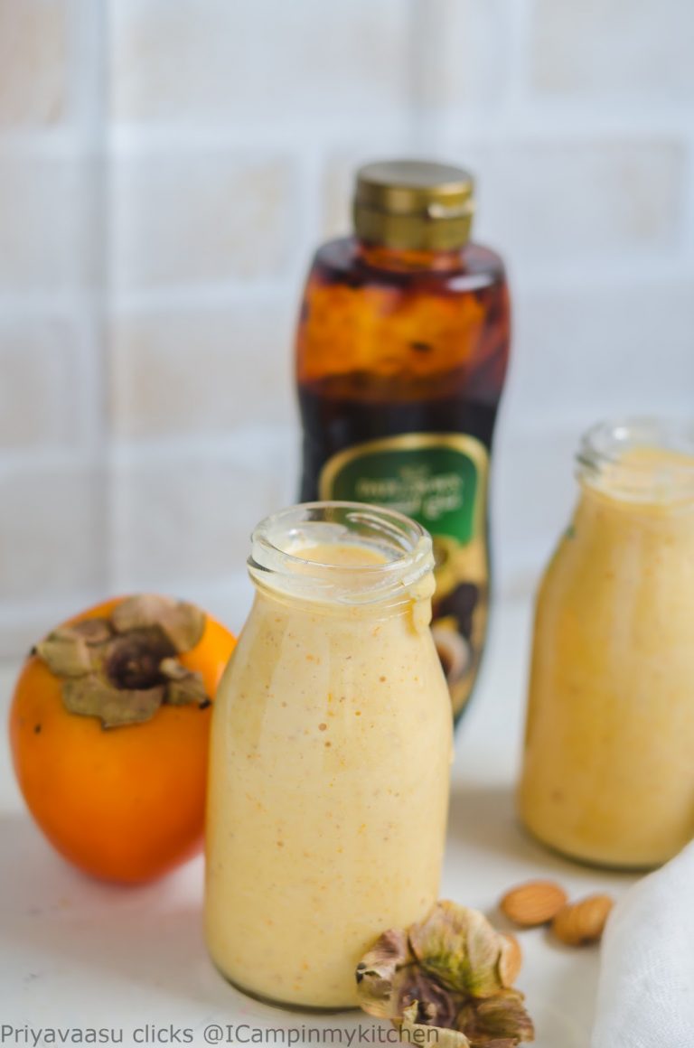 Persimmon Smoothie with Almonds and Date Syrup
