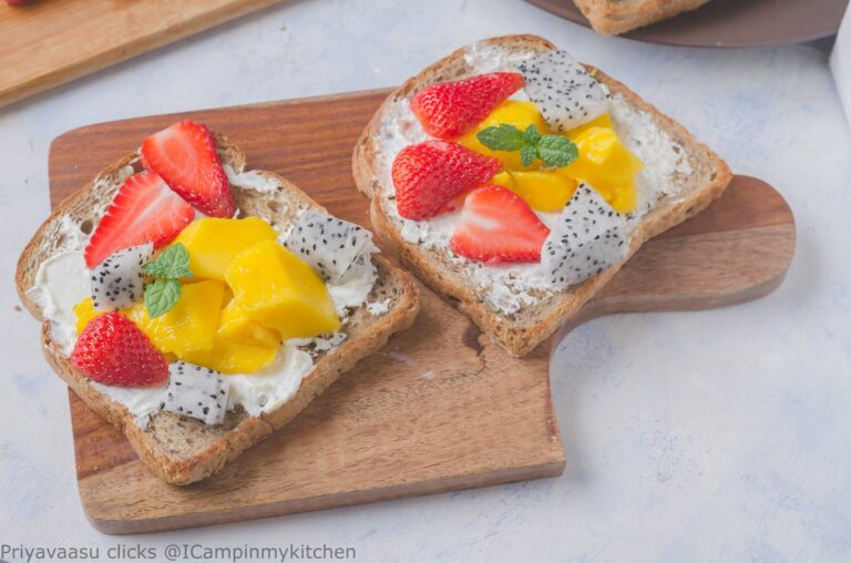 Strawberry & Mango cream cheese toast -Toast for Dinner