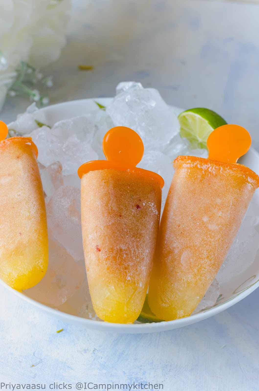 Easy peach pineapple popsicle with coconut water