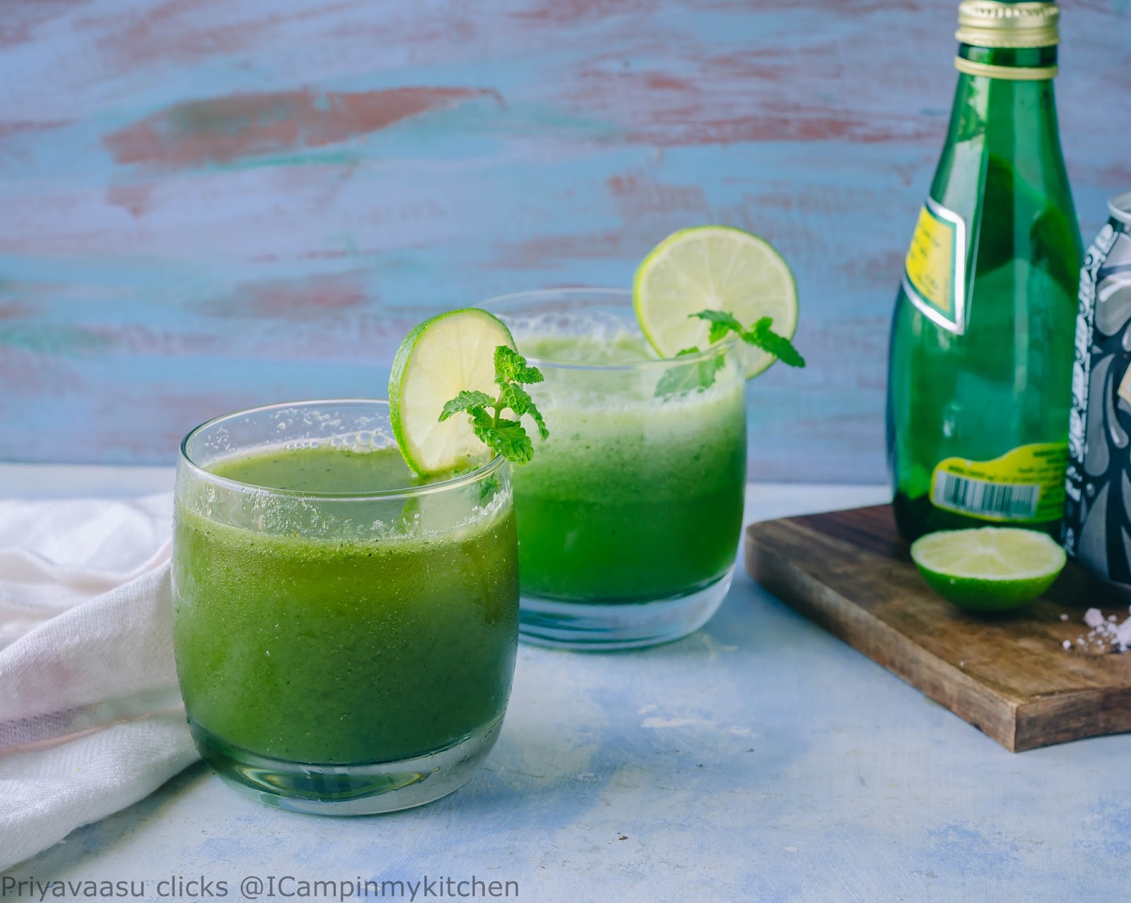 Colorful lemon and mint drink 