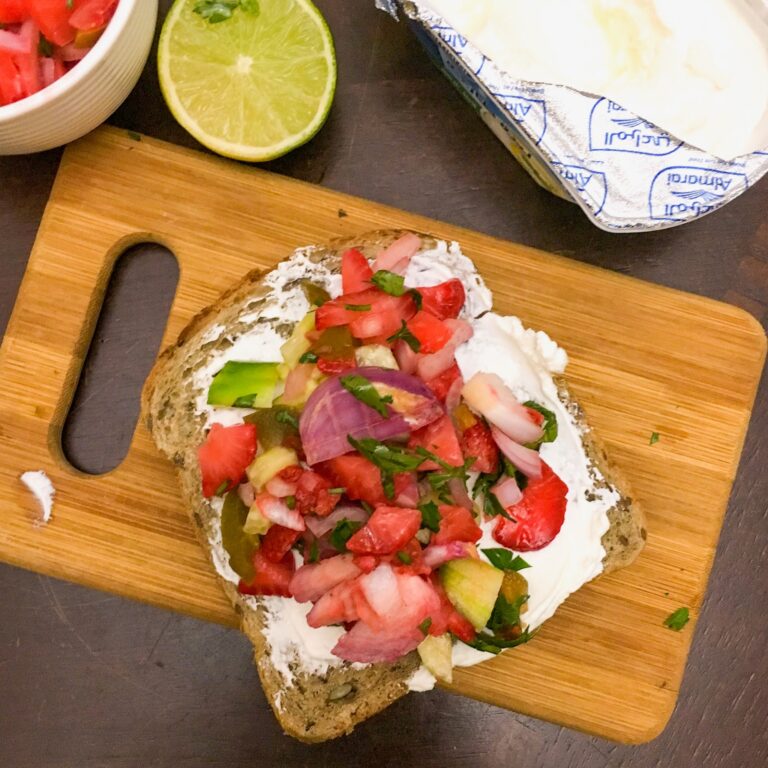 Strawberry salsa and Labneh Cheese Toast - Toast for Dinner