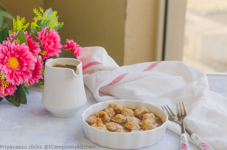 Faikakai Topai - Flour Dumplings in Sweet Coconut Caramel Sauce