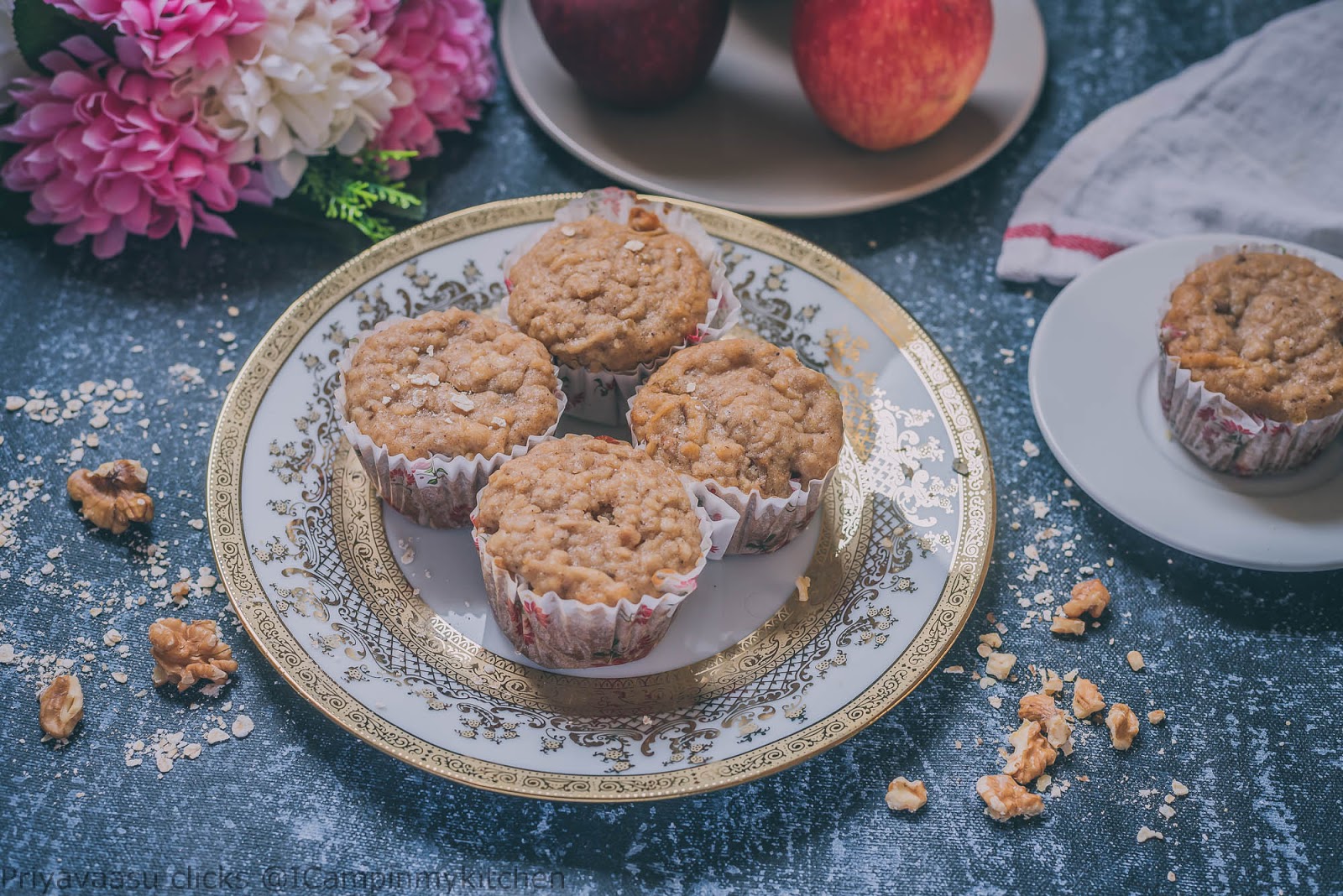 Eggless Oats & Wholewheat apple Muffins I camp in my kitchen
