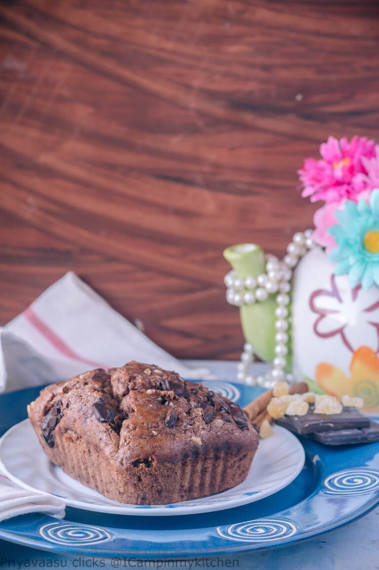 Eggless Chocolate Blender Banana Bread- using Frozen Bananas