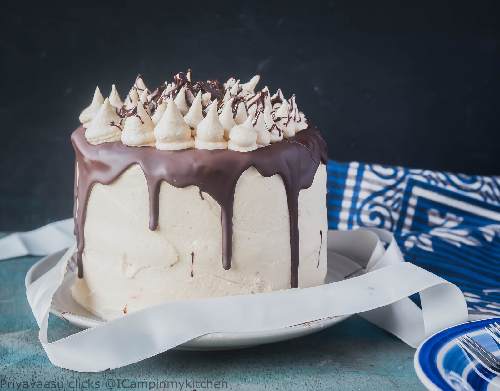 Chocolate cake with peanut butter frosting