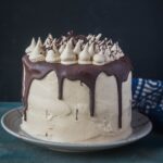 Pumpkin chocolate cake with peanut butter frosting