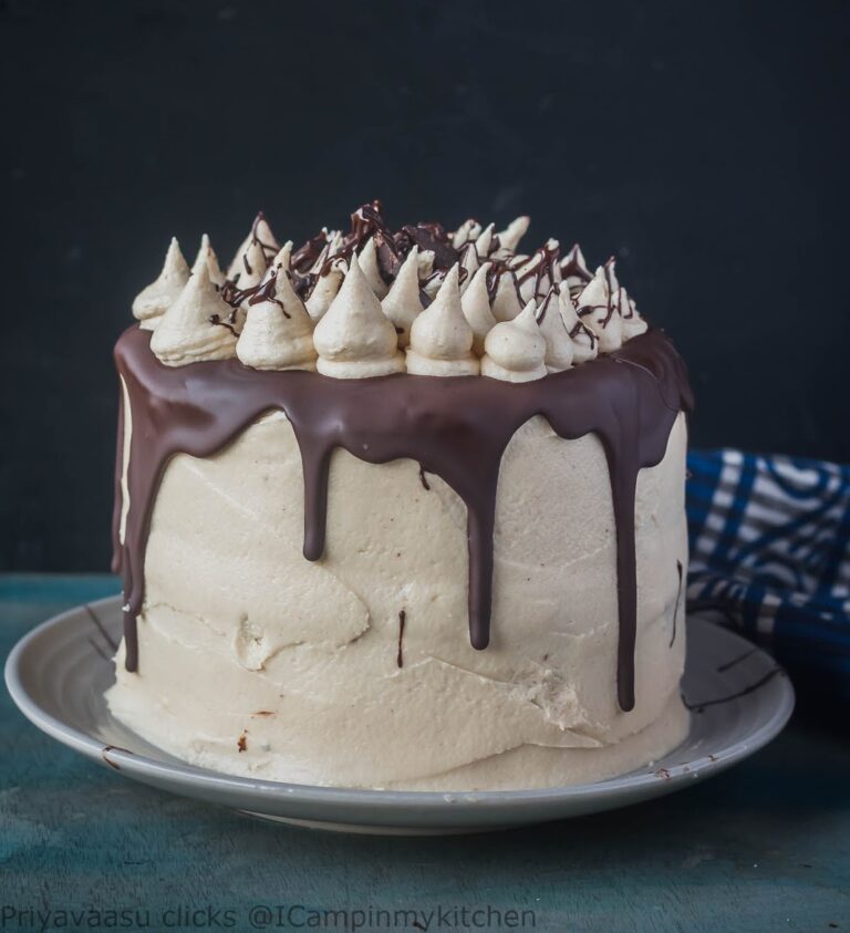 Pumpkin chocolate cake with peanut butter frosting