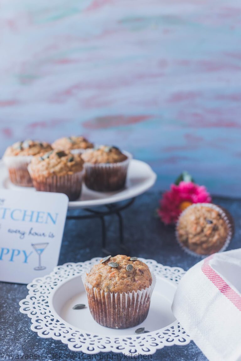 Eggless Whole Wheat Morning Glory Muffins