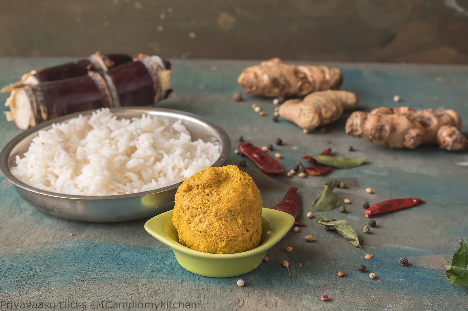 Manjal & Inji thogayal/ Fresh turmeric and ginger chutney