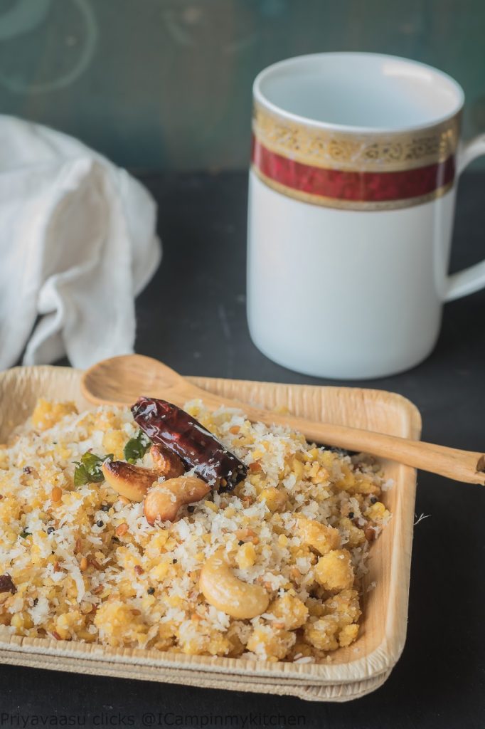 Steamed lentil crumble 