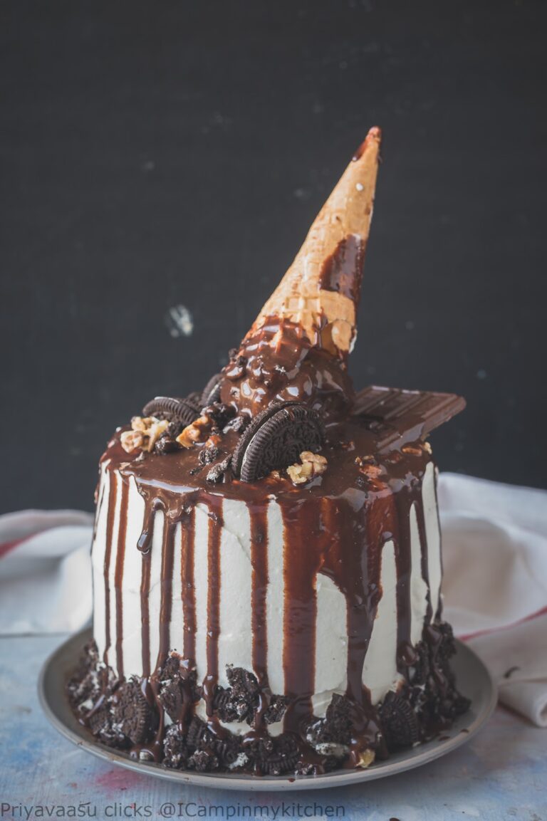 Eggless Whole Wheat Chocolate Carrot cake - Ice cream Cone Cake