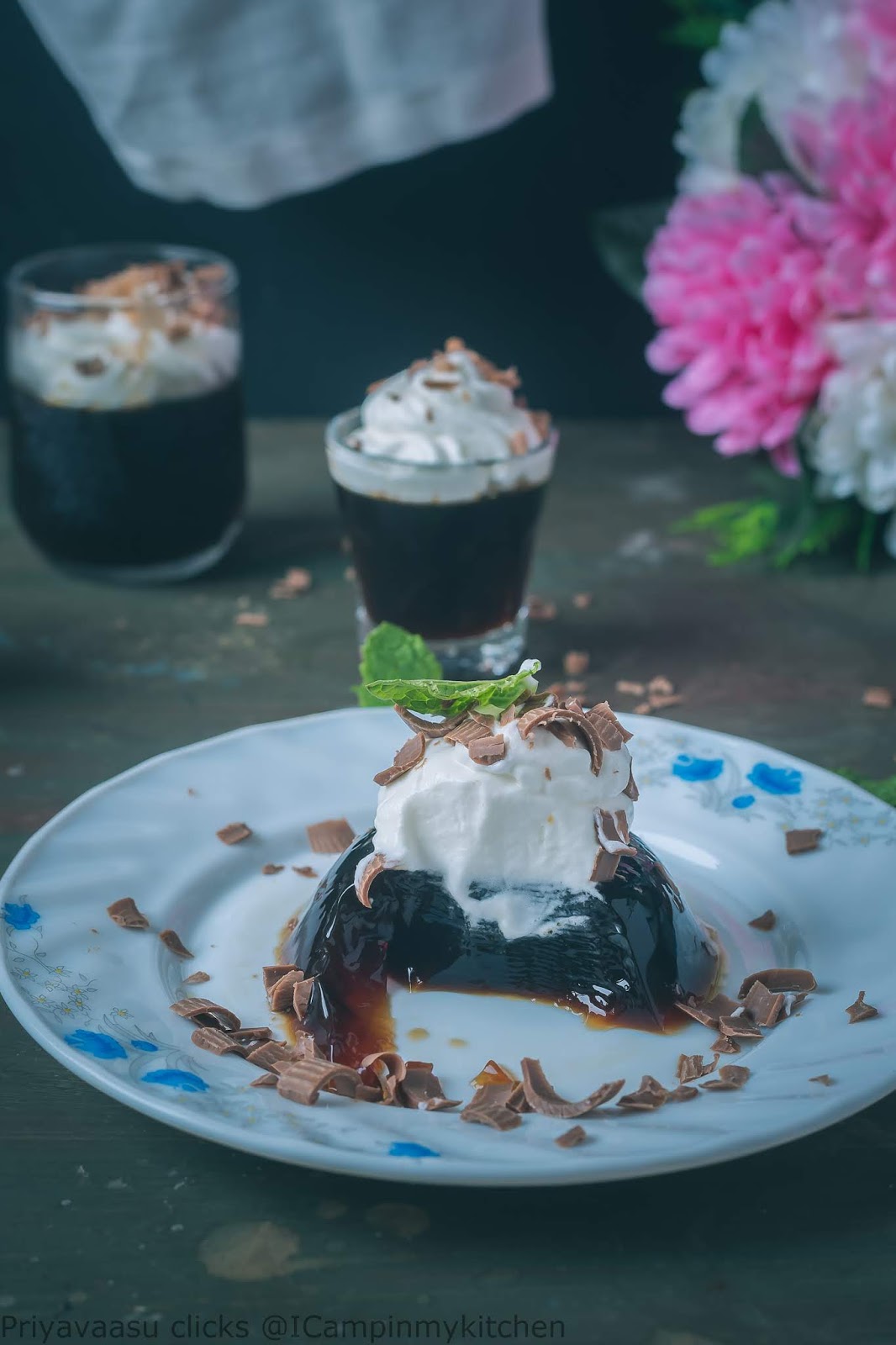 Single serve coffee dessert with cream