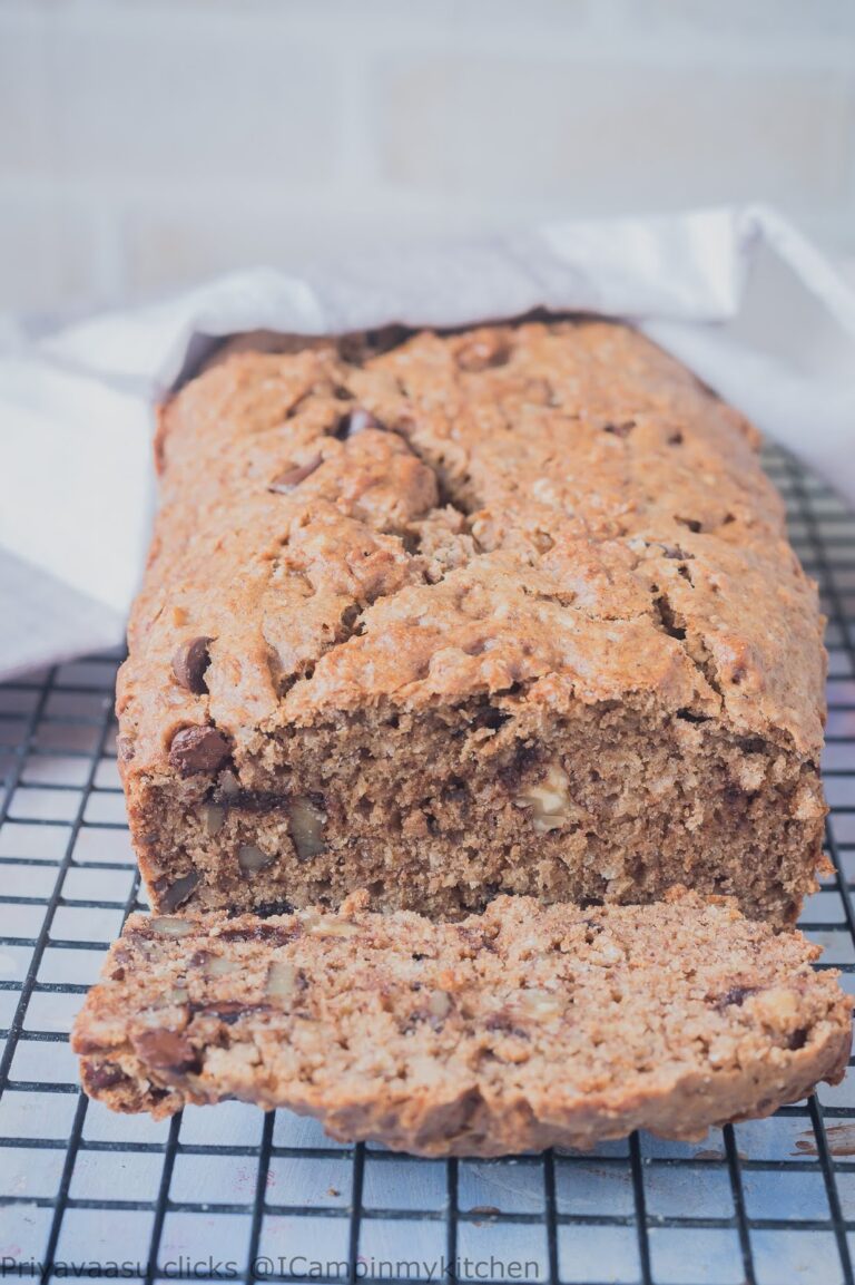 Eggless whole wheat and oats Banana loaf