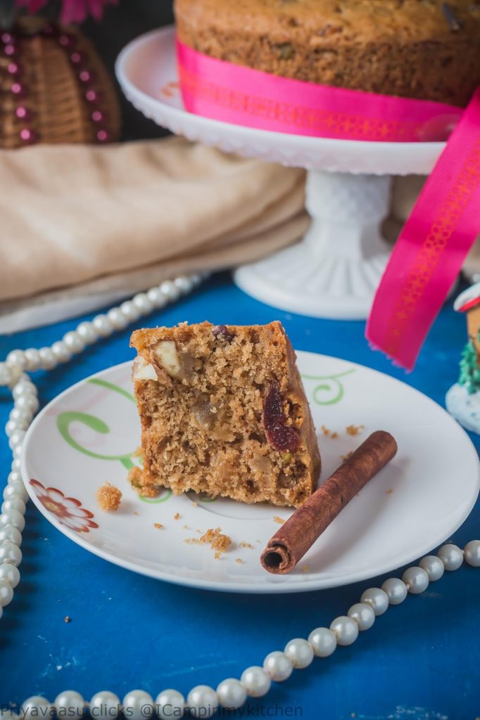 Christmas fruit cake slice