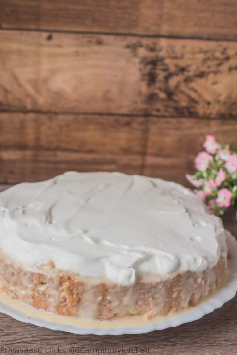 Tres Leches Cake - 3 Milk Cake - Eggless Whole Wheat 3 milk cake