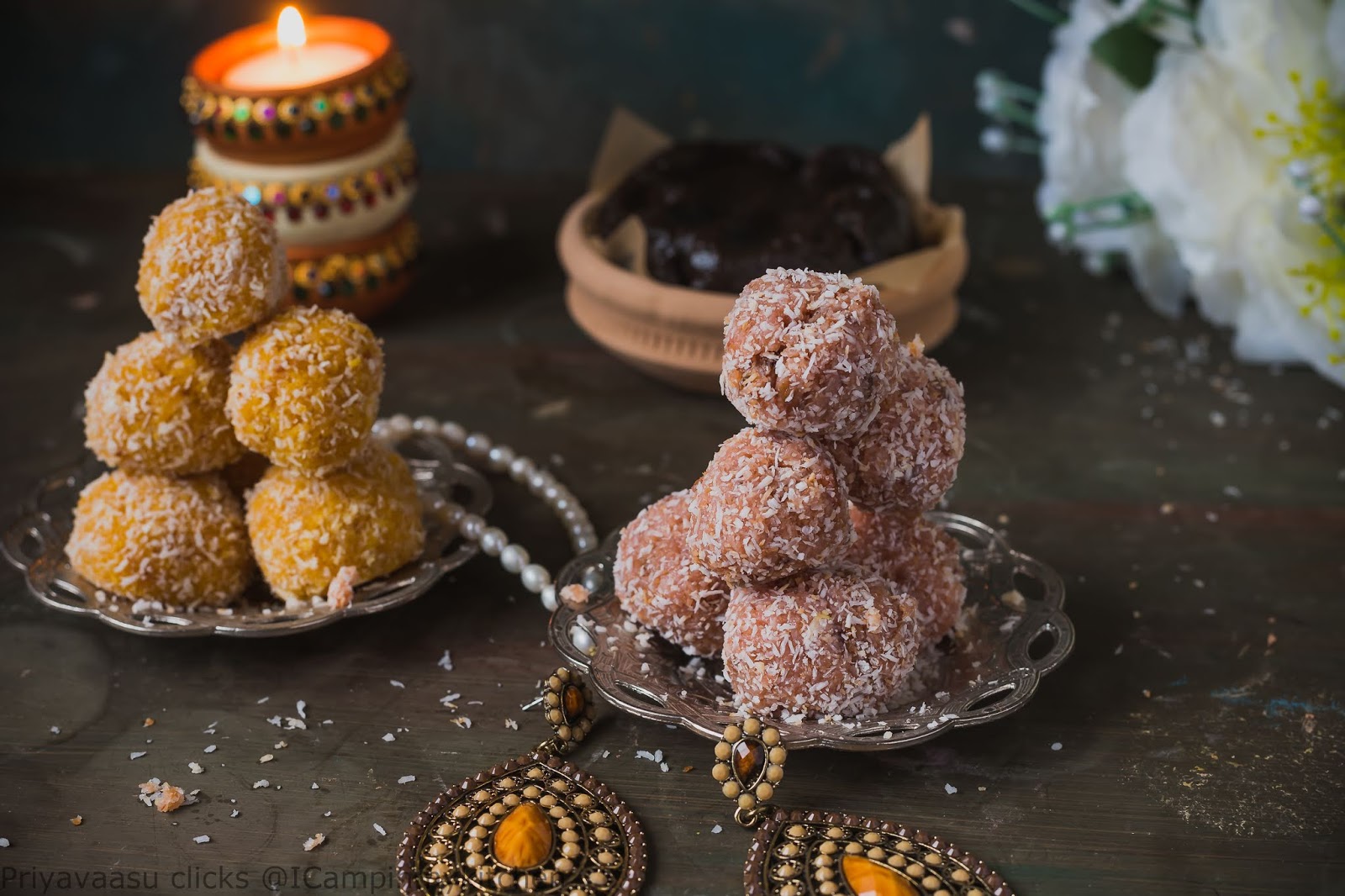 Rose laddu with coconut