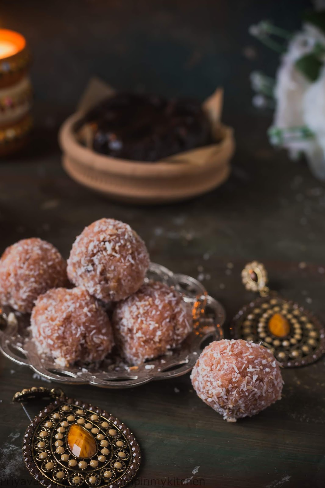 rose petal jam coconut laddu