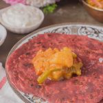 Beetroot paratha with capsicum masala