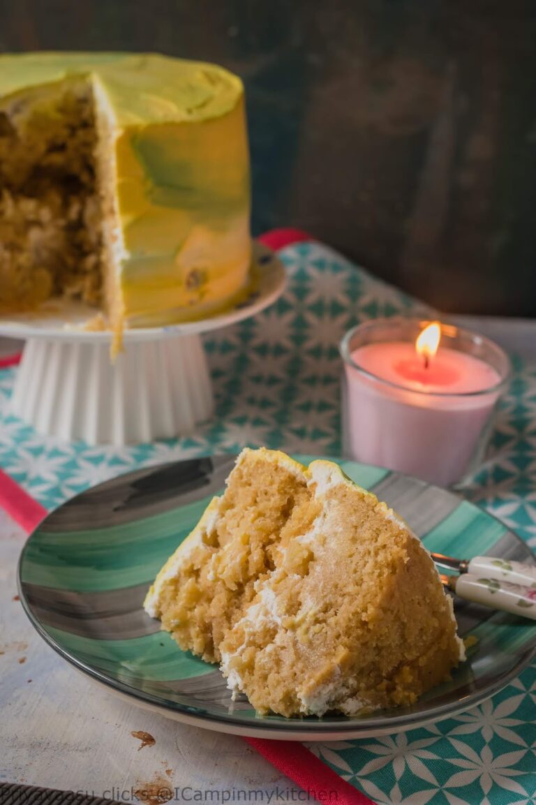 Vegan Orange and Pineapple Cake with (non-diary) Cream frosting