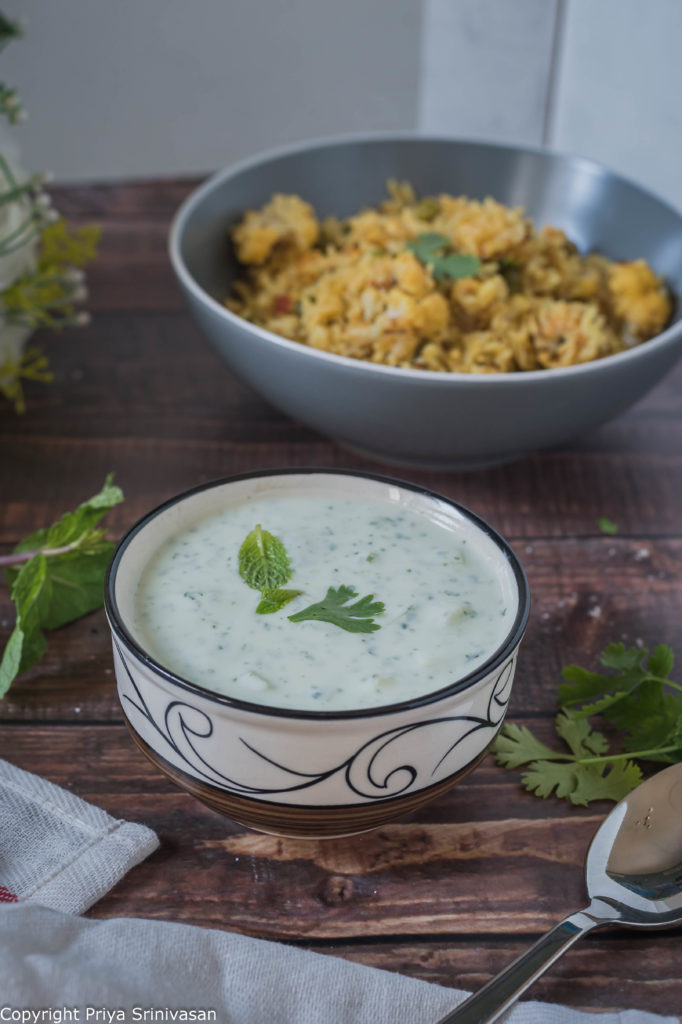 Coriander and mint raita 