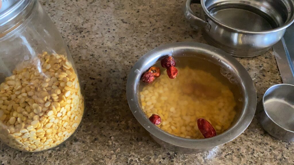 Soaking chana dal