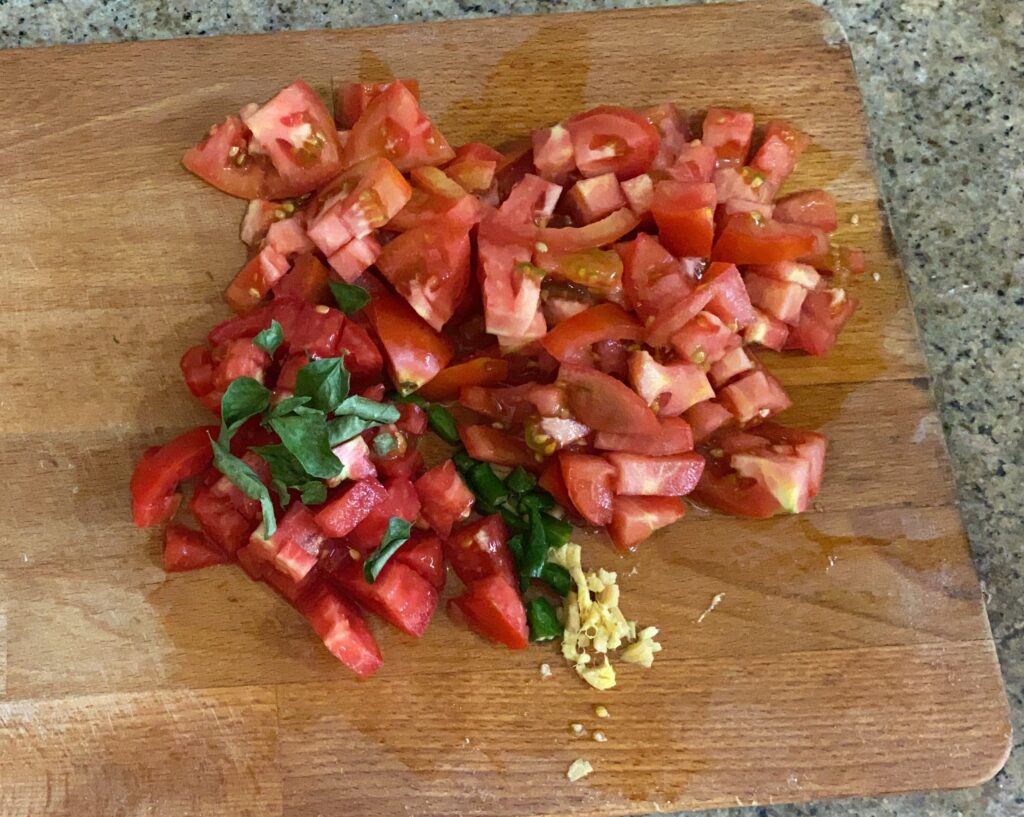 tomatoes chopped for mixed rice