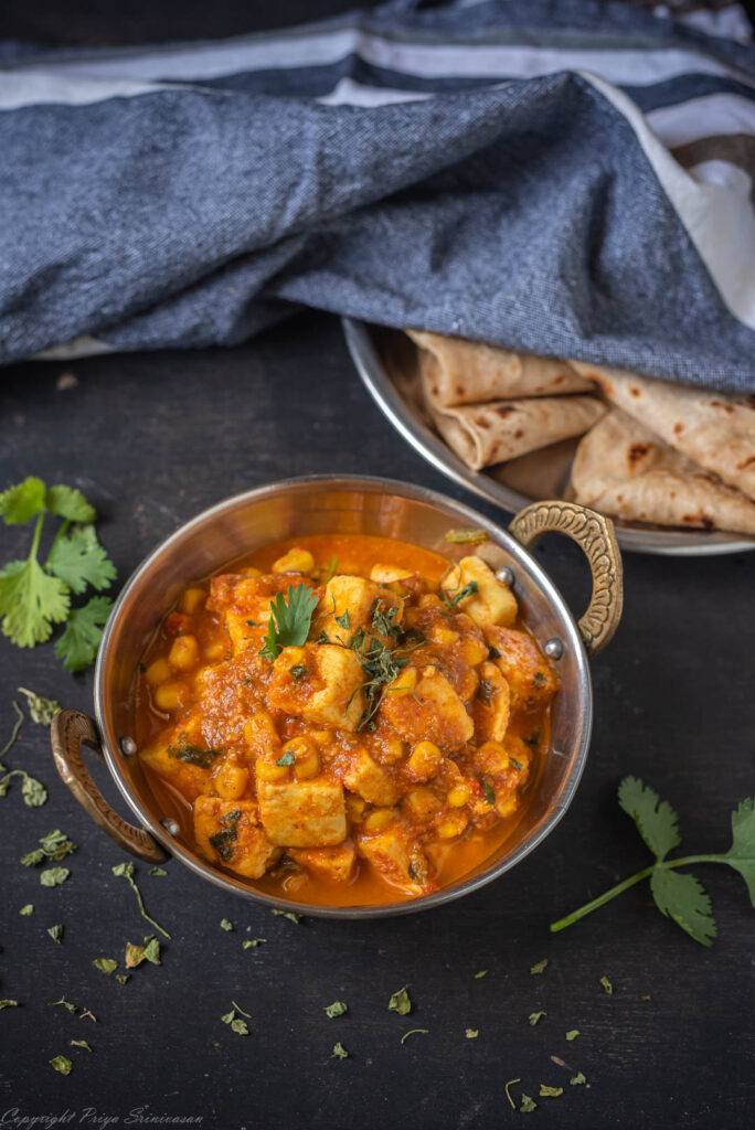 Paneer and corn curry 